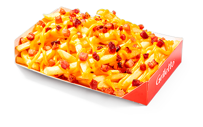 Porção de Fritas com Cheddar e Bacon