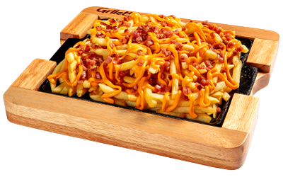 Tábua de Fritas com Cheddar e Bacon